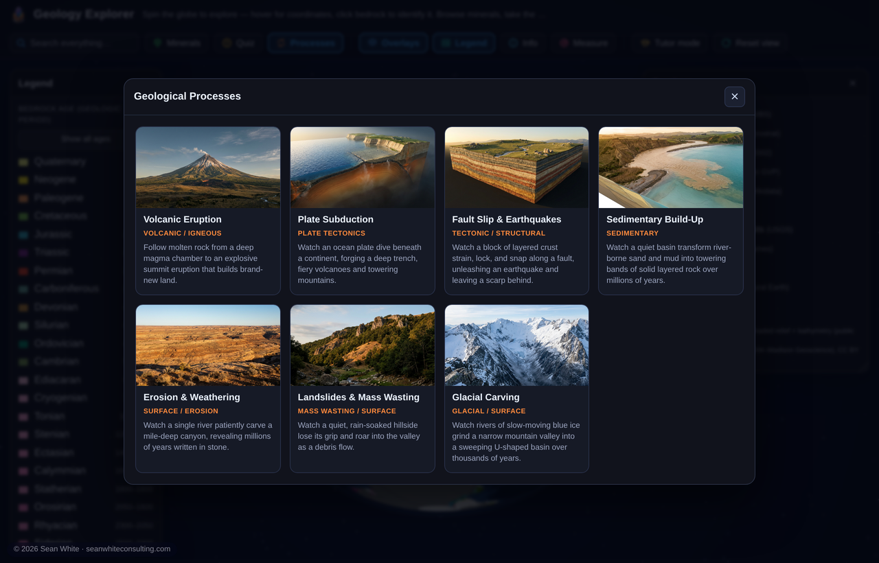 Narrated geological process videos — screenshot