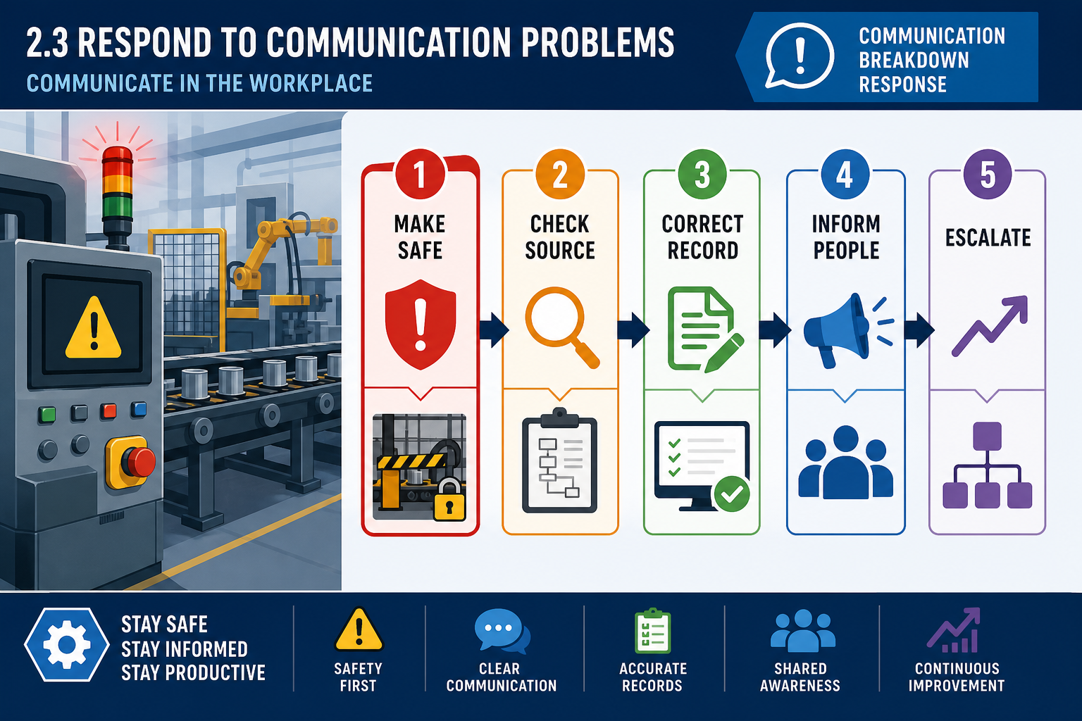 2.3 Respond to communication problems